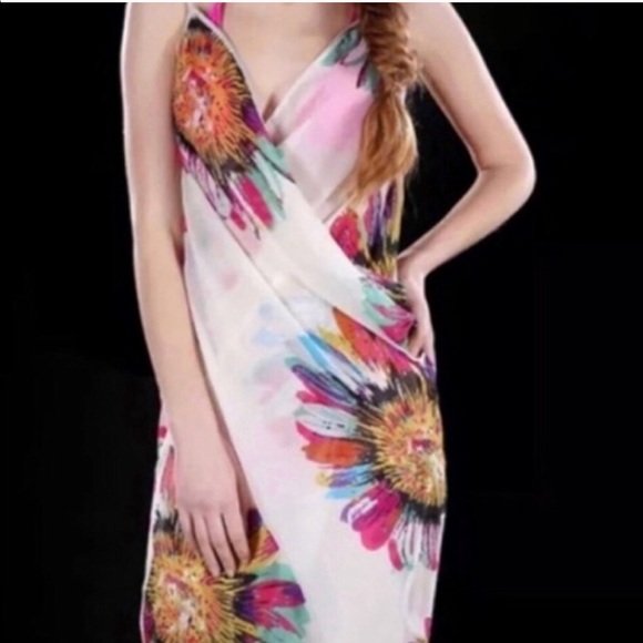 White BEACH cover up bathing suit wrap DRESS swim - Picture 3 of 5